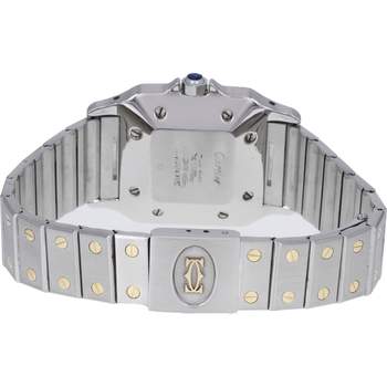 Montre d'occasion CARTIER Santos Carrée homme automatique bracelet or jaune 750/000 et acier
