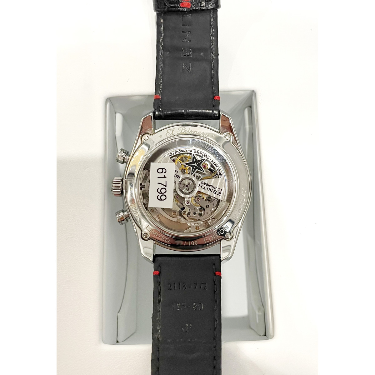 Montre d'occasion ZENITH El Primero Chronomaster mixte mouvement automatique certifié (cosc) bracelet cuir d'origine - vue D3