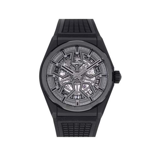 Pre-owned ZENITH Defy Classic Skeleton Men's Automatic Watch with Rubber Strap