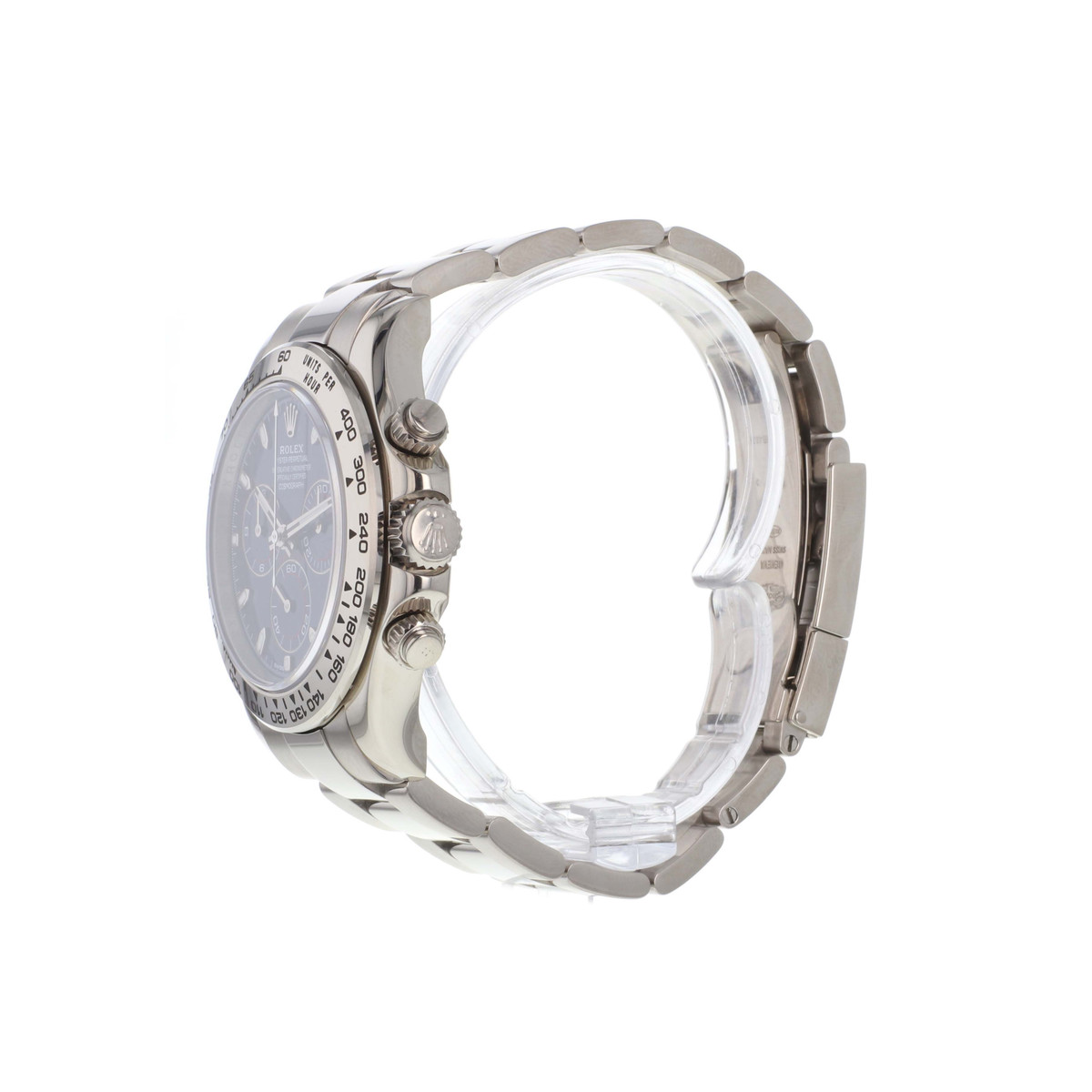 Montre d'occasion ROLEX Cosmograph Daytona homme mouvement automatique certifié (cosc) bracelet or blanc 750/000 - vue D2