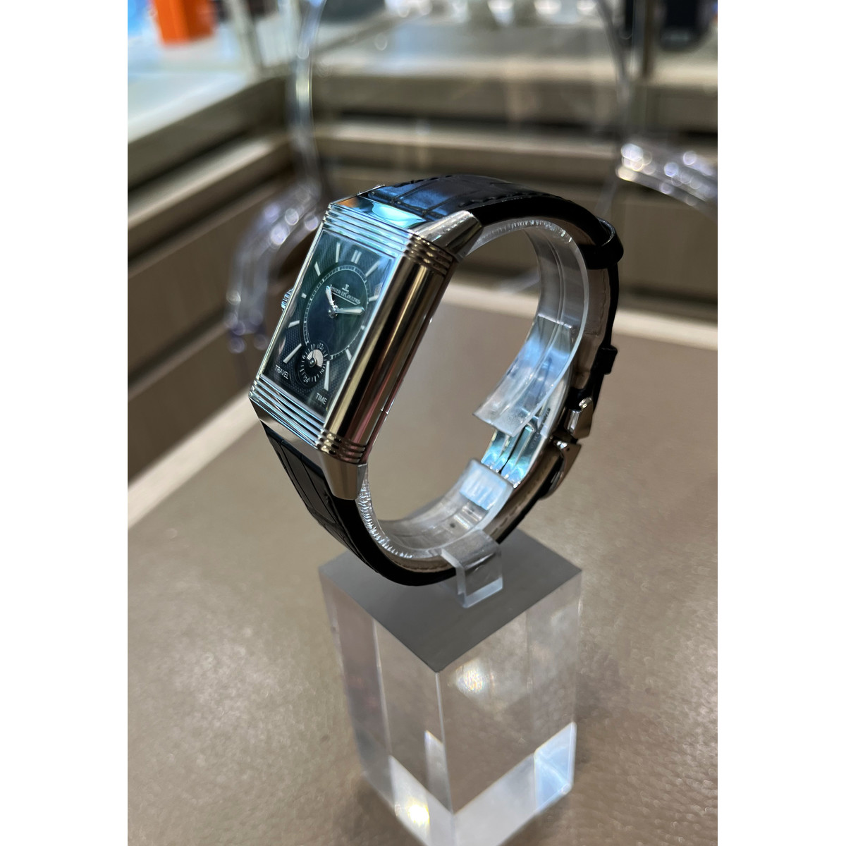 Montre d'occasion JAEGER LECOULTRE Reverso Duoface homme mécanique bracelet cuir d'origine - vue D2