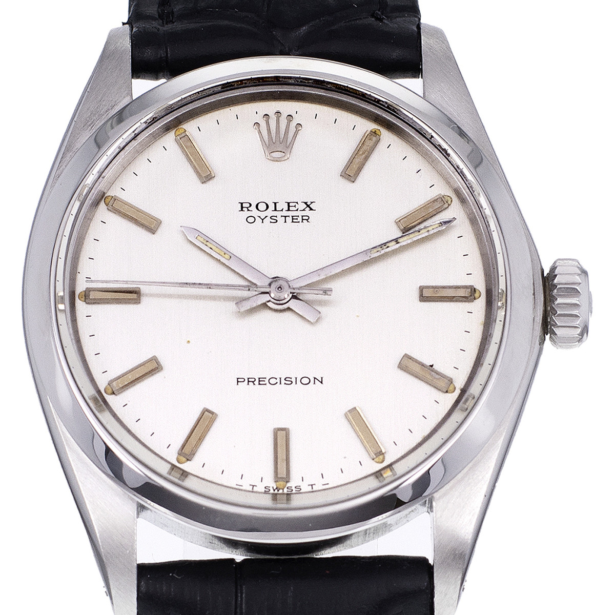 Montre d'occasion ROLEX Oyster Precision homme mécanique bracelet cuir - vue D1