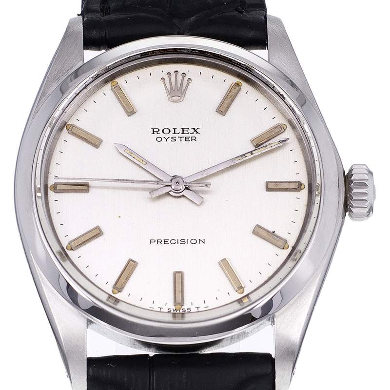 Montre d'occasion ROLEX Oyster Precision homme mécanique bracelet cuir - vue D1