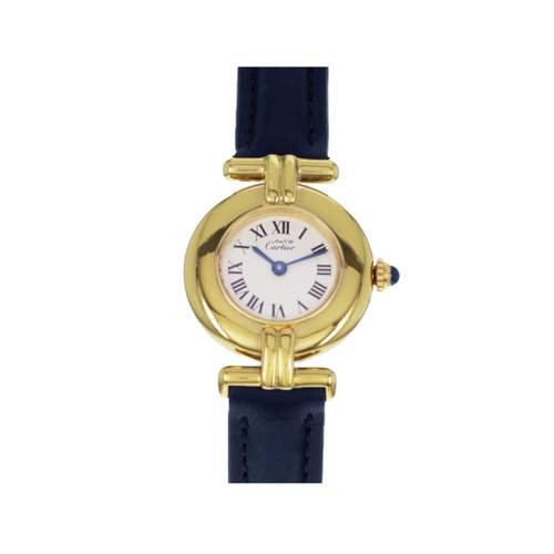 Montre d'occasion CARTIER Must Vermeil femme quartz bracelet cuir d'origine