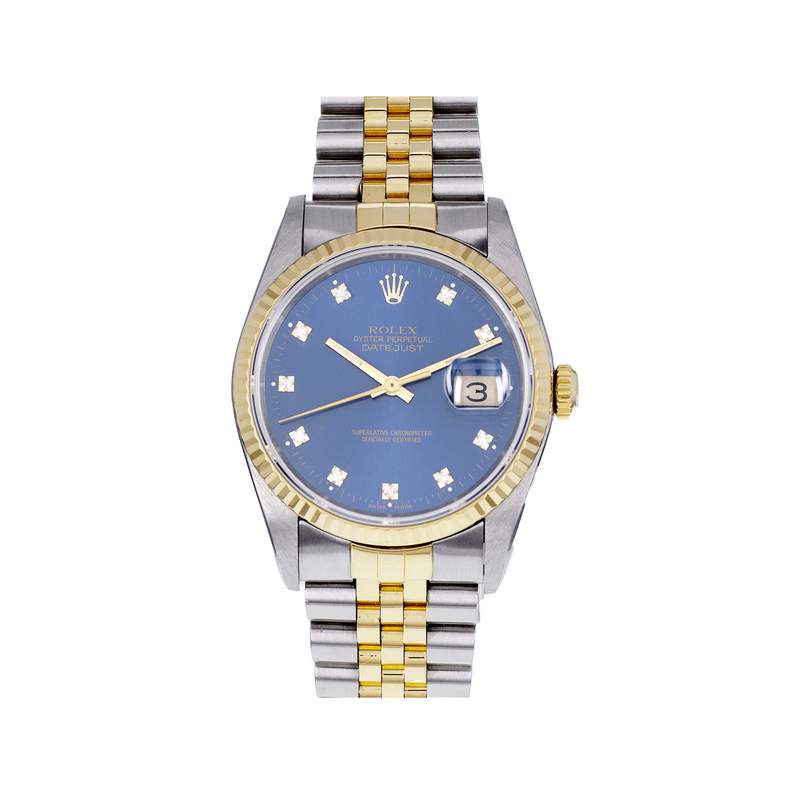 Montre d'occasion ROLEX DateJust Diamants mixte mouvement automatique certifié (cosc) bracelet or jaune 750/000 et acier - vue 1