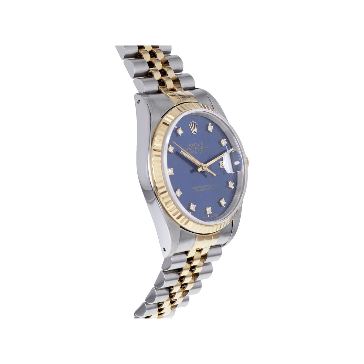 Montre d'occasion ROLEX DateJust Diamants mixte mouvement automatique certifié (cosc) bracelet or jaune 750/000 et acier - vue 2
