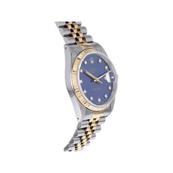 Montre d'occasion ROLEX DateJust Diamants mixte mouvement automatique certifié (cosc) bracelet or jaune 750/000 et acier