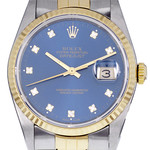 Montre d'occasion ROLEX DateJust Diamants mixte mouvement automatique certifié (cosc) bracelet or jaune 750/000 et acier - vue D1