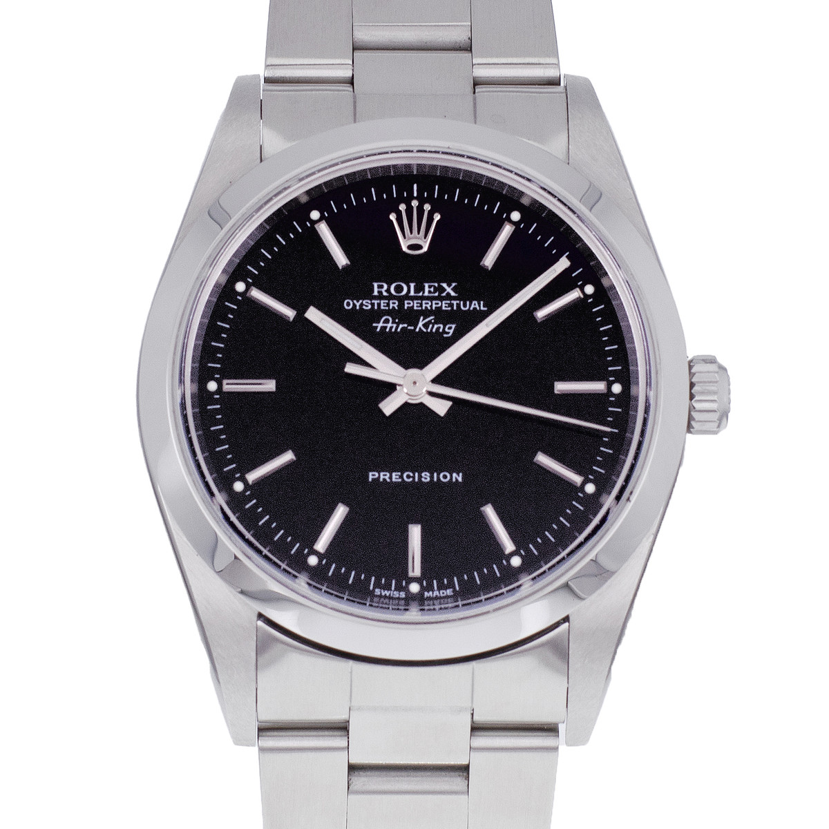 Montre d'occasion ROLEX Air King homme mouvement automatique certifié (cosc) bracelet acier - vue D1