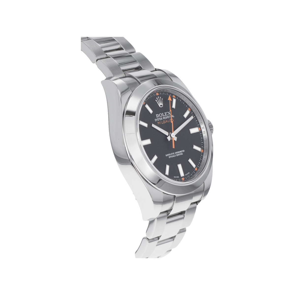 Montre d'occasion ROLEX Milgauss homme mouvement automatique certifié (cosc) bracelet acier - vue 2