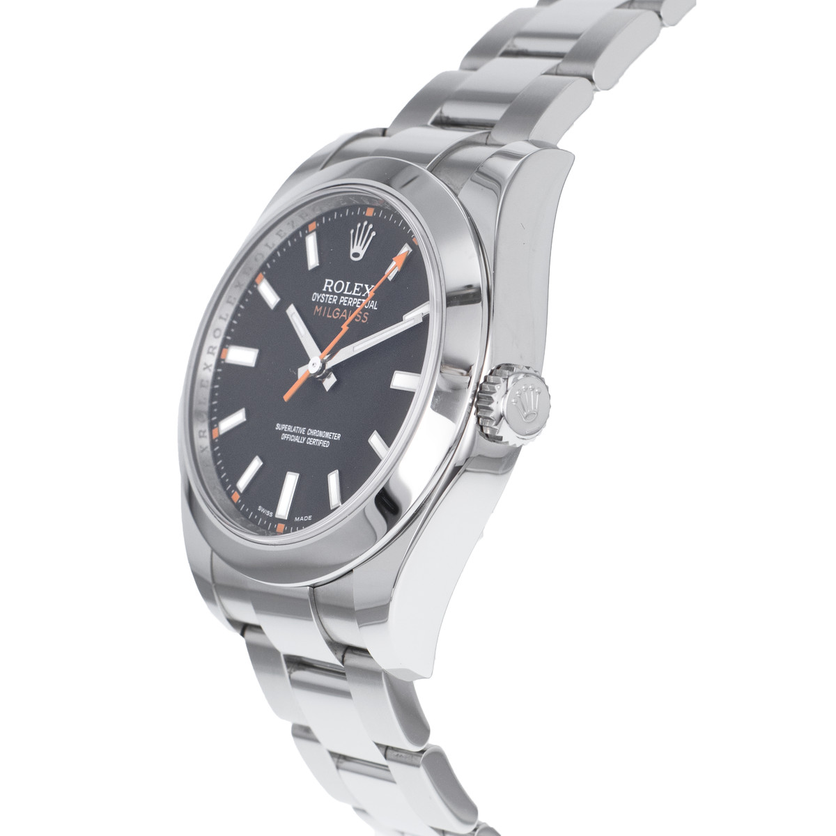 Montre d'occasion ROLEX Milgauss homme mouvement automatique certifié (cosc) bracelet acier - vue D2