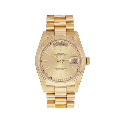 Tweedehands ROLEX Day-Date-horloge, geelgoud, unisex, automatisch, met geelgouden armband 750/000