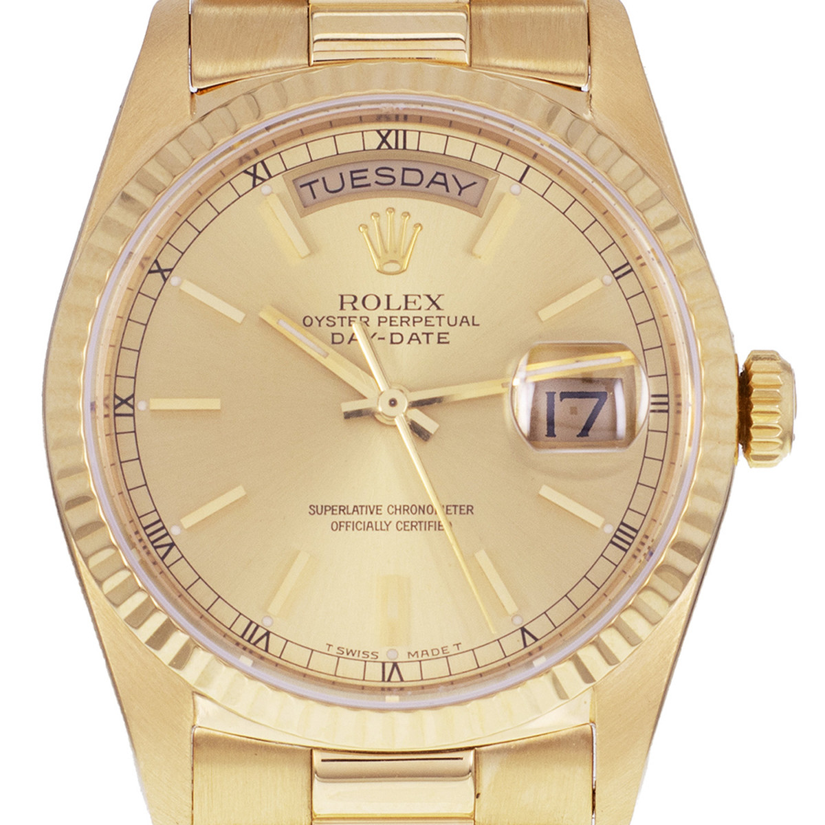 Montre d'occasion ROLEX Day-Date Or jaune mixte automatique bracelet or jaune 750/000 - vue D1