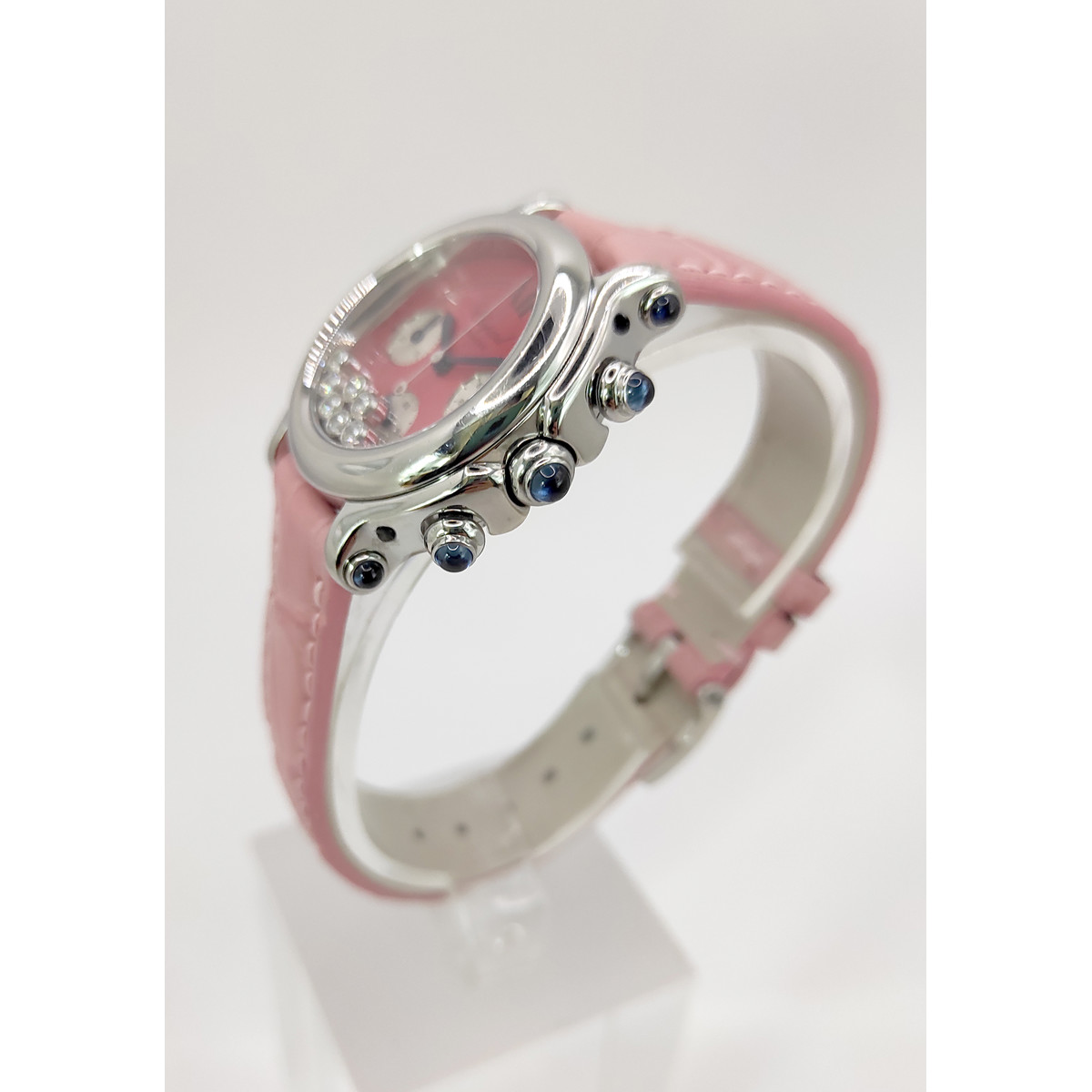 Montre d'occasion CHOPARD Happy Sport Diamants femme quartz bracelet cuir d'origine - vue D2