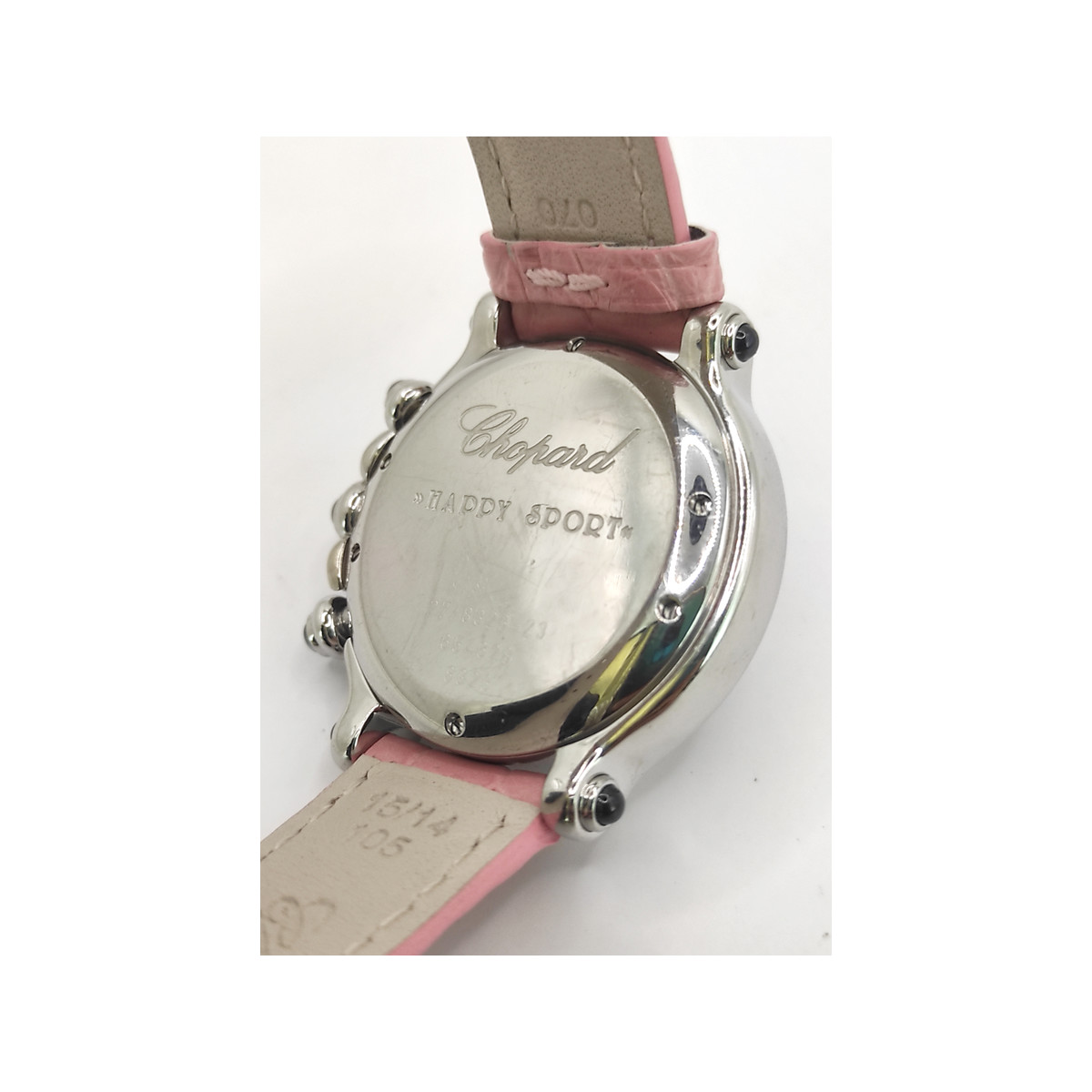 Montre d'occasion CHOPARD Happy Sport Diamants femme quartz bracelet cuir d'origine - vue D4