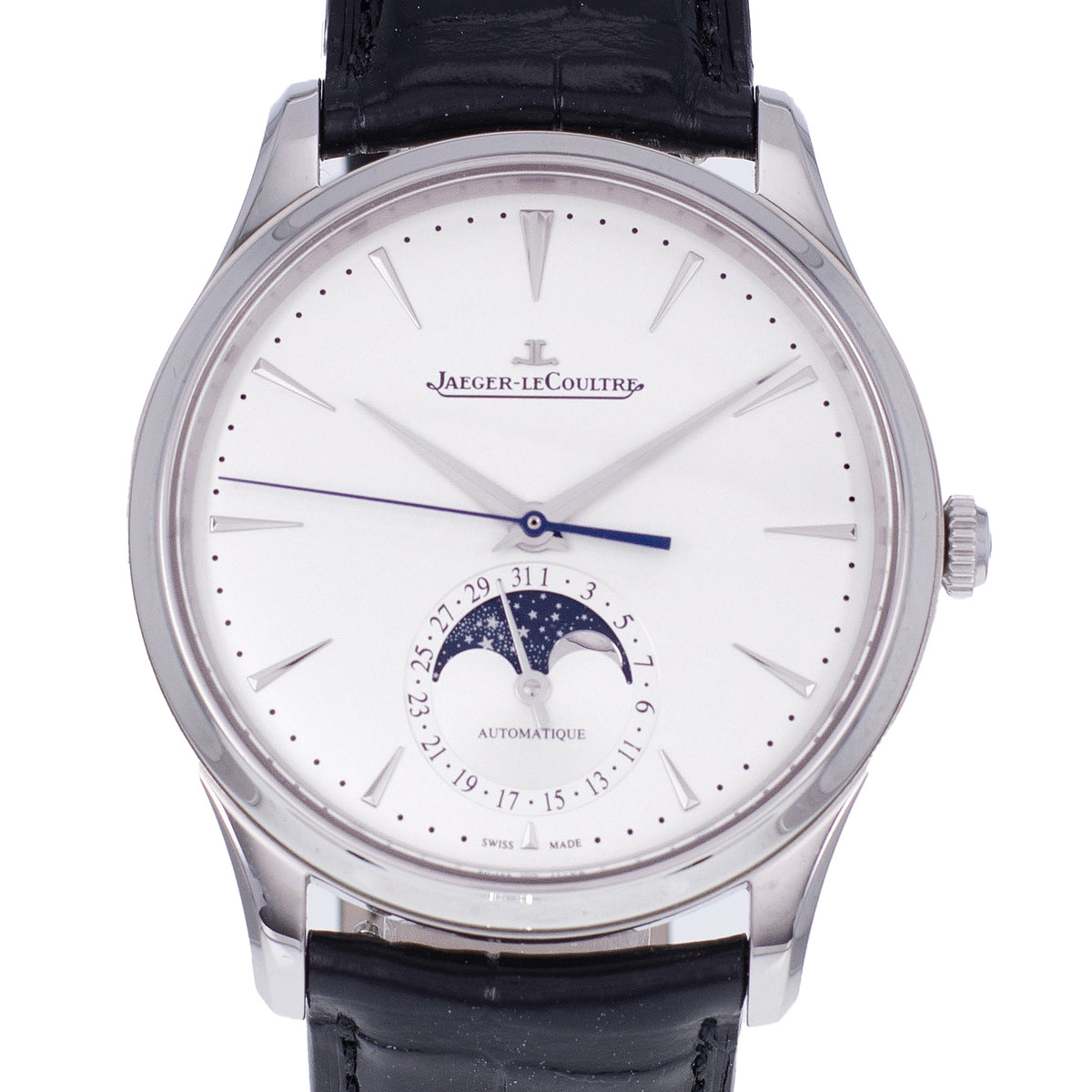 Montre d'occasion JAEGER LECOULTRE Master Ultra Thin homme automatique bracelet cuir d'origine - vue D1