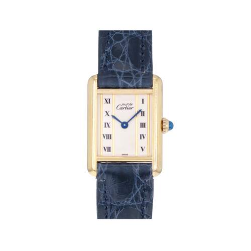 Montre d'occasion CARTIER Tank Vermeil femme quartz bracelet cuir cresus