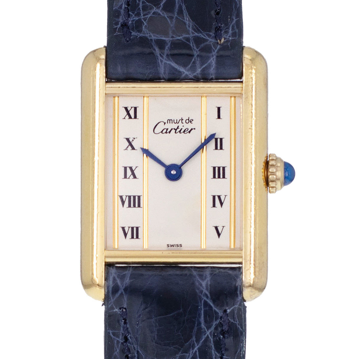 Montre d'occasion CARTIER Tank Vermeil femme quartz bracelet cuir cresus - vue D1