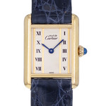 Montre d'occasion CARTIER Tank Vermeil femme quartz bracelet cuir cresus - vue D1