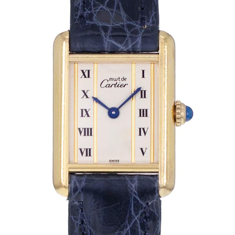 Montre d'occasion CARTIER Tank Vermeil femme quartz bracelet cuir cresus - vue D1