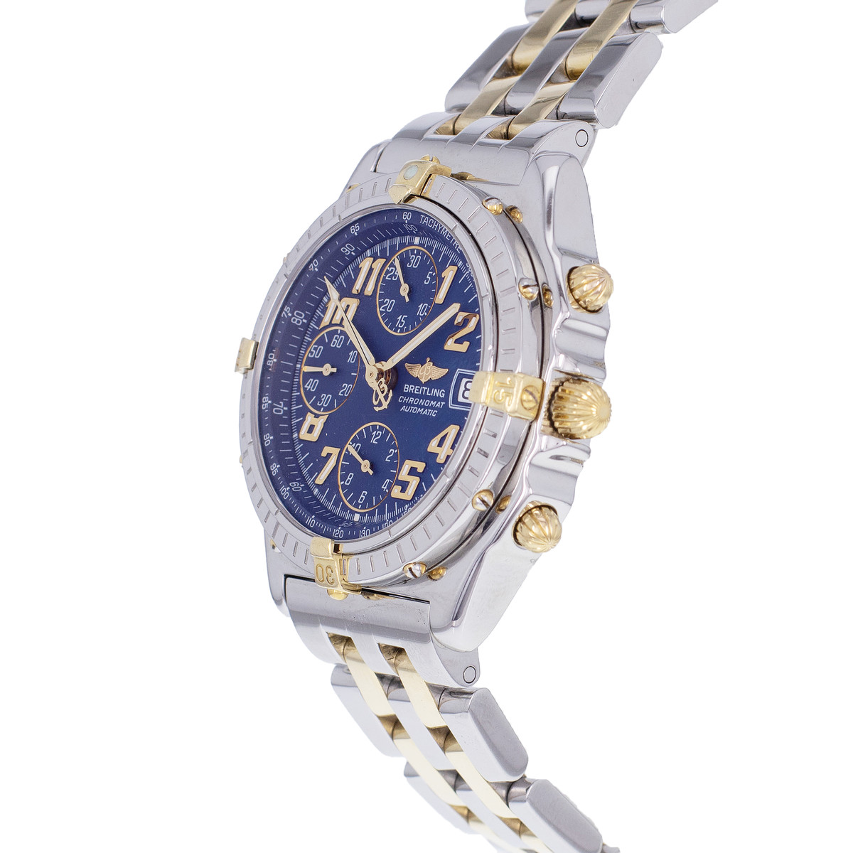 Montre d'occasion BREITLING Chronomat homme automatique bracelet or jaune 750/000 et acier - vue D2