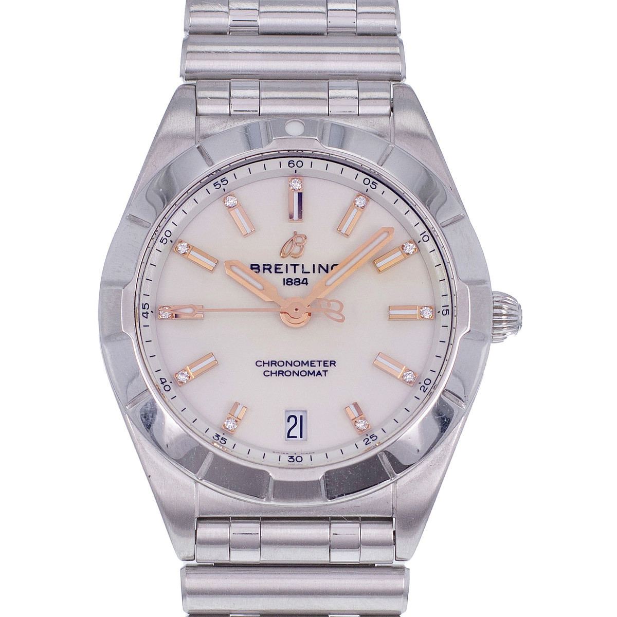 Montre d'occasion BREITLING Chronomat 32 femme quartz bracelet acier - vue D1