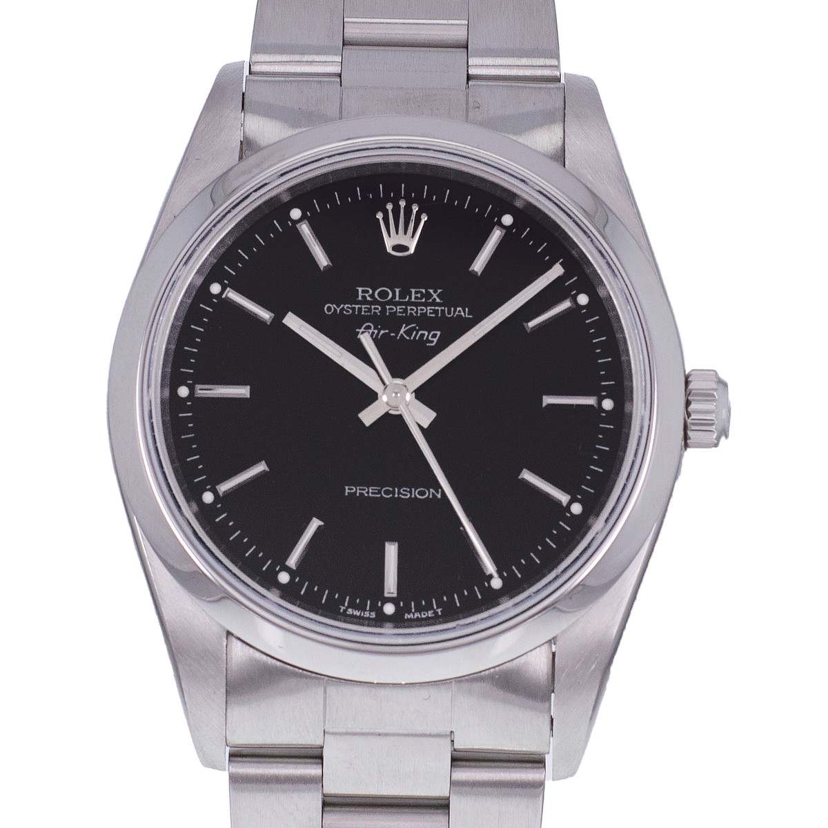 Montre d'occasion ROLEX Air King Precision homme mouvement automatique certifié (cosc) bracelet acier - vue D1
