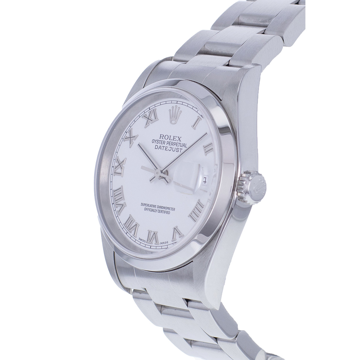 Montre d'occasion ROLEX DateJust 36 homme mouvement automatique certifié (cosc) bracelet acier - vue D2