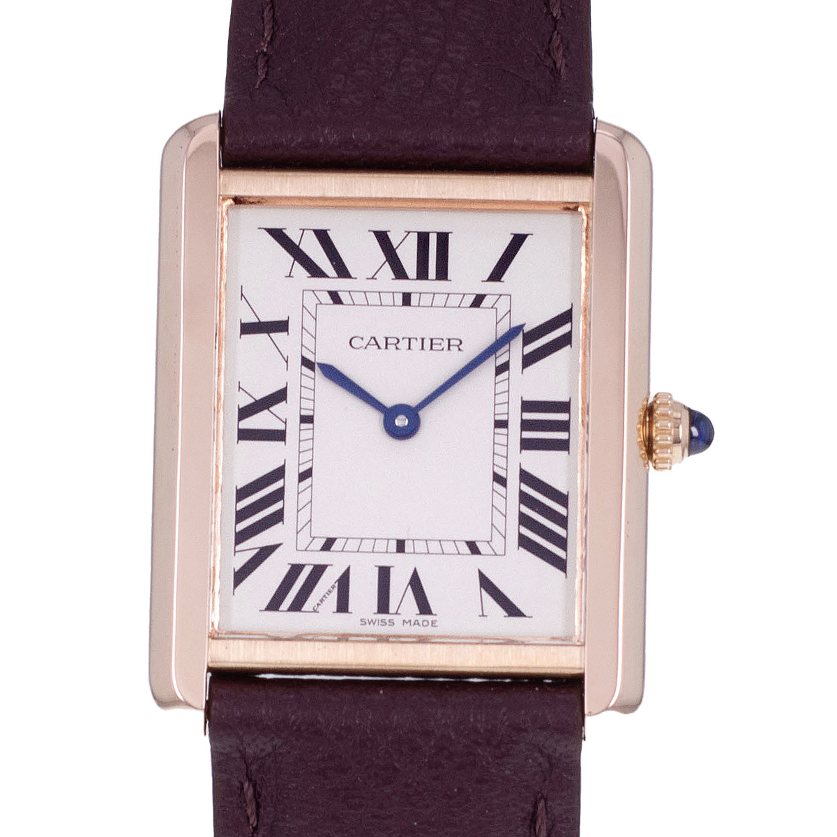 Montre d'occasion CARTIER Tank Solo femme quartz bracelet cuir d'origine - vue D1