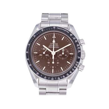 Montre d'occasion OMEGA Speedmaster Moonwatch Chocolat homme mécanique bracelet acier