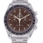 Montre d'occasion OMEGA Speedmaster Moonwatch Chocolat homme mécanique bracelet acier - vue D1