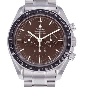 Montre d'occasion OMEGA Speedmaster Moonwatch Chocolat homme mécanique bracelet acier