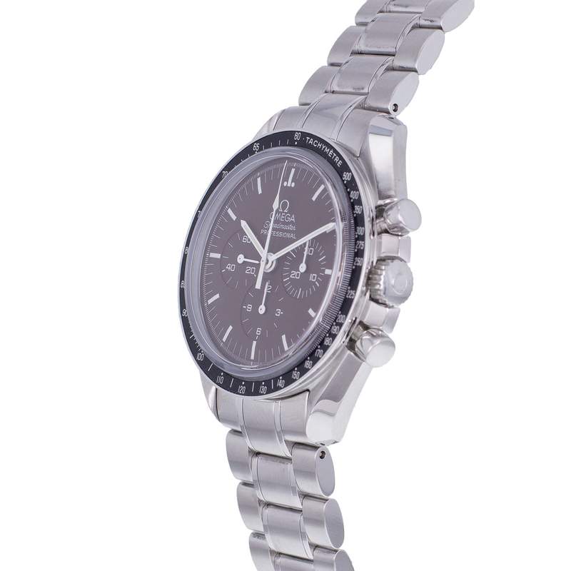 Montre d'occasion OMEGA Speedmaster Moonwatch Chocolat homme mécanique bracelet acier - vue D2
