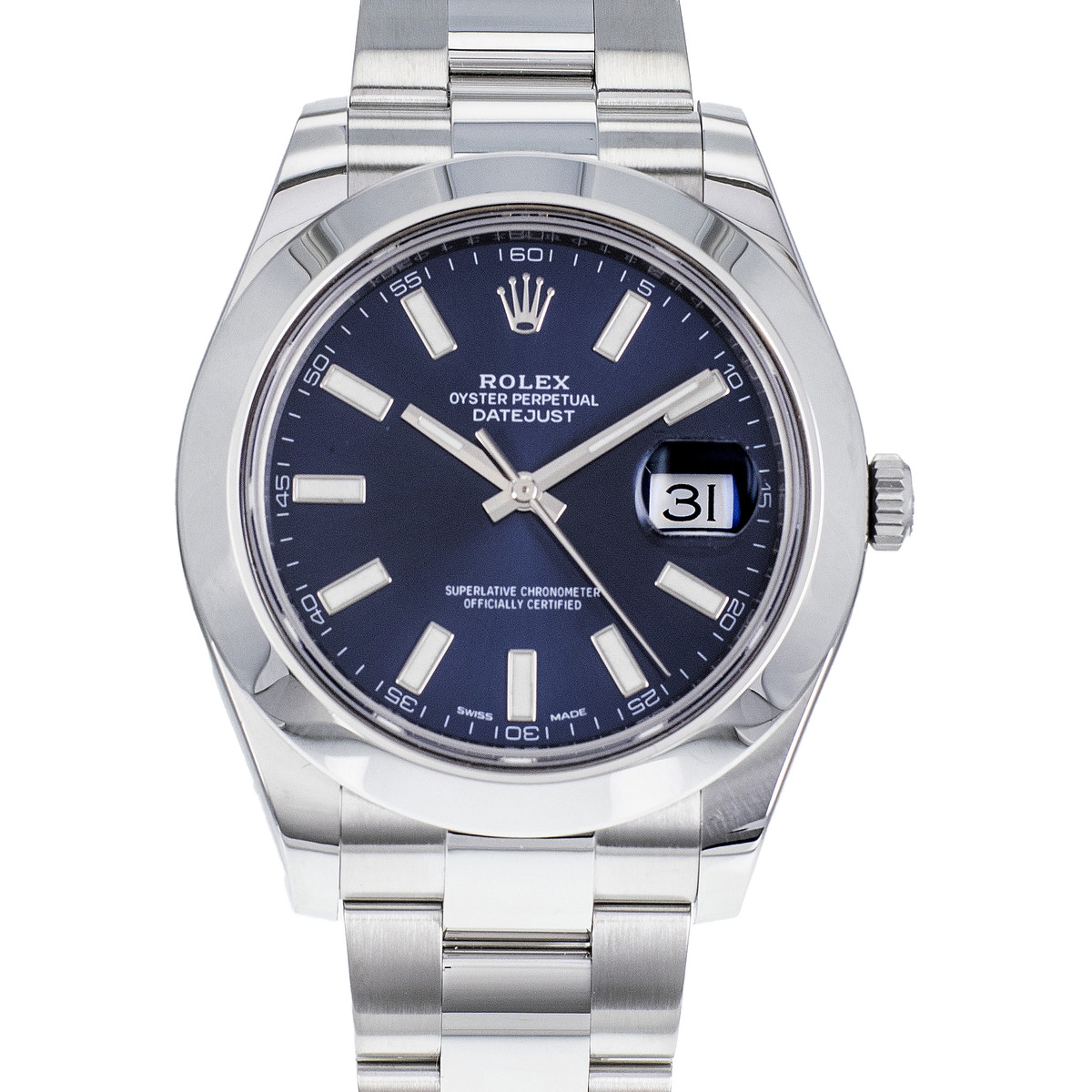 Montre d'occasion ROLEX DateJust 41 homme mouvement automatique certifié (cosc) bracelet acier - vue D1