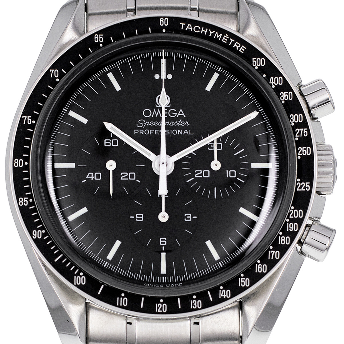 Montre d'occasion OMEGA Speedmaster Moonwatch Apollo XI homme mécanique bracelet acier - vue D1