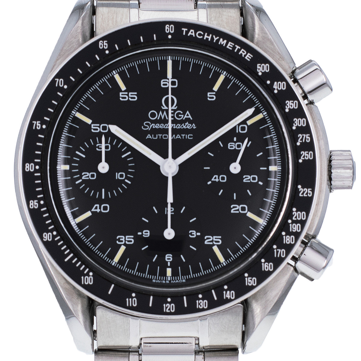 Montre d'occasion OMEGA Speedmaster Reduced Moonwatch homme automatique bracelet acier - vue D1