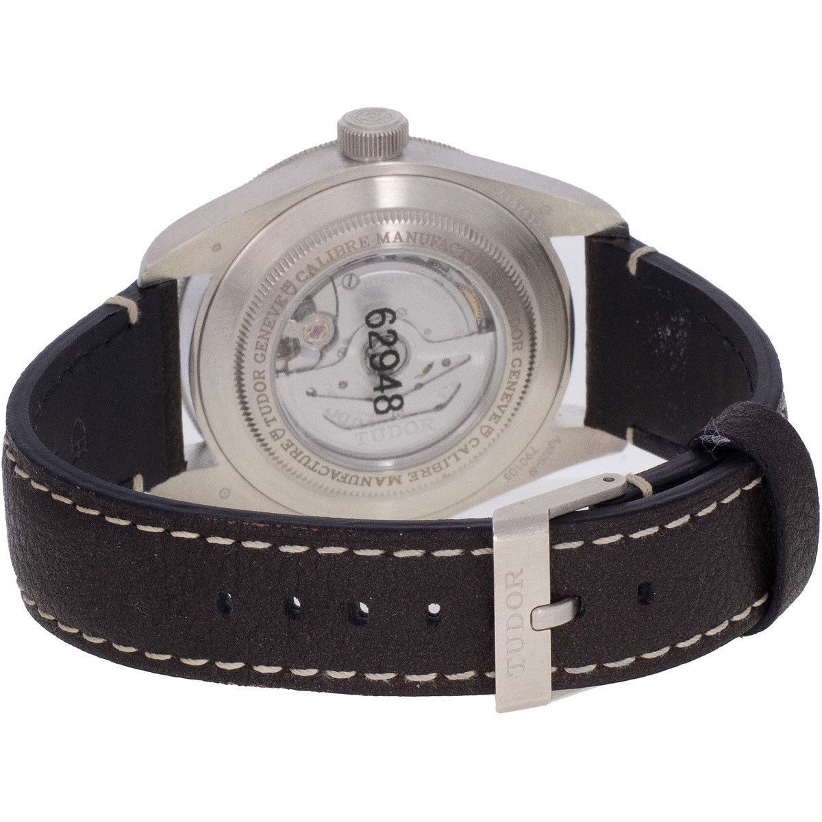 Montre d'occasion TUDOR Black Bay Fifty-Eight Argent homme mouvement automatique certifié (cosc) bracelet cuir d'origine - vue 3