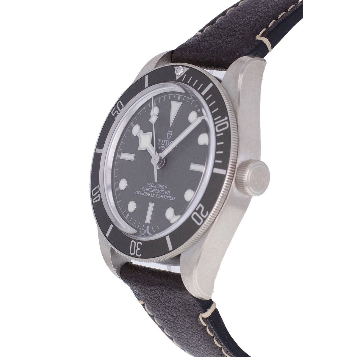 Montre d'occasion TUDOR Black Bay Fifty-Eight Argent homme mouvement automatique certifié (cosc) bracelet cuir d'origine - vue D2