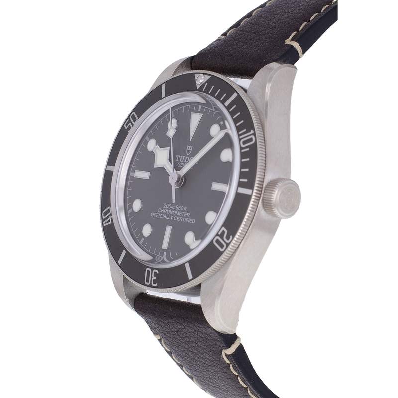 Montre d'occasion TUDOR Black Bay Fifty-Eight Argent homme mouvement automatique certifié (cosc) bracelet cuir d'origine - vue D2