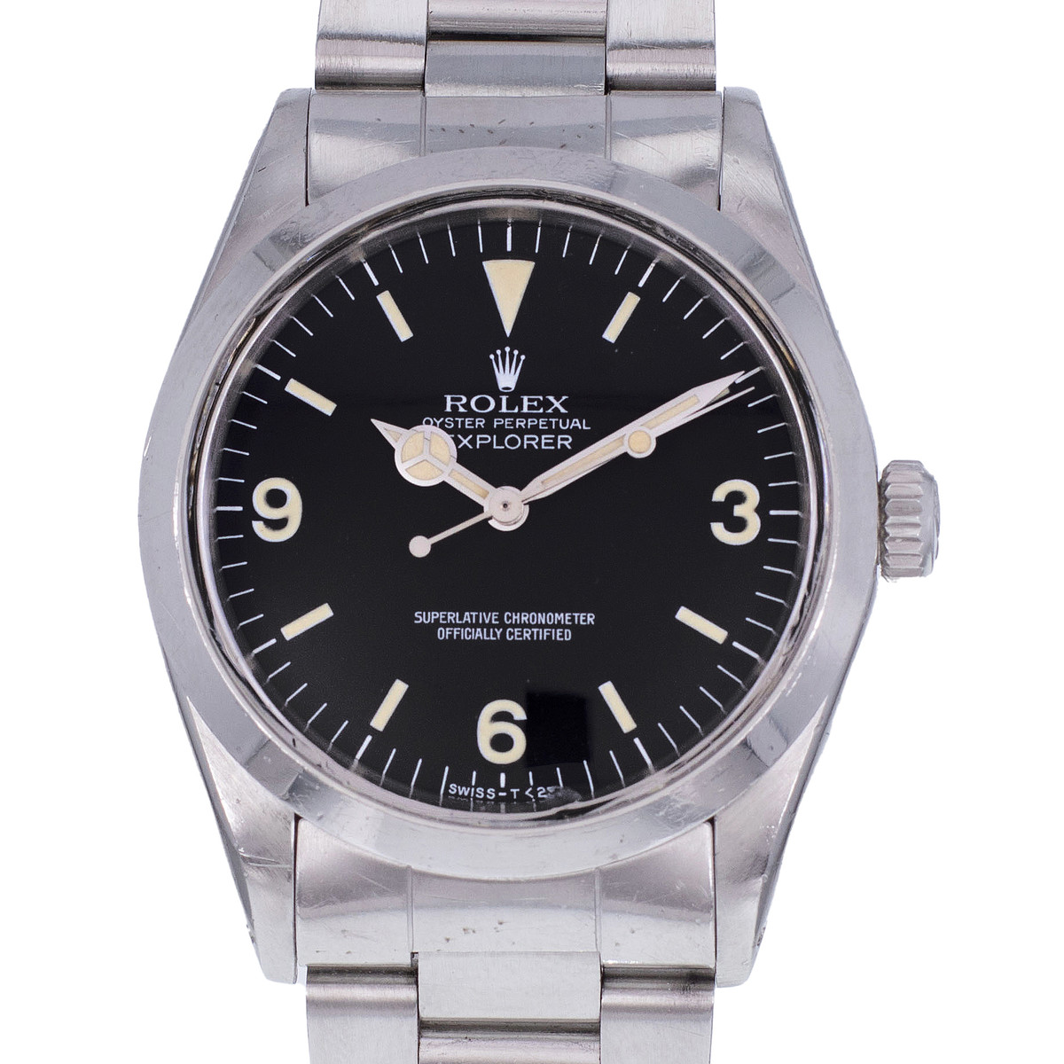 Montre d'occasion ROLEX Explorer Vintage homme mouvement automatique certifié (cosc) bracelet acier - vue D1