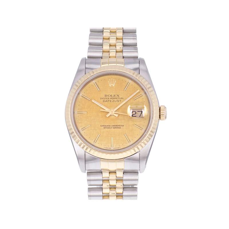 Montre d'occasion ROLEX DateJust 36 homme mouvement automatique certifié (cosc) bracelet or jaune 750/000 et acier - vue 1