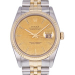 Montre d'occasion ROLEX DateJust 36 homme mouvement automatique certifié (cosc) bracelet or jaune 750/000 et acier - vue D1