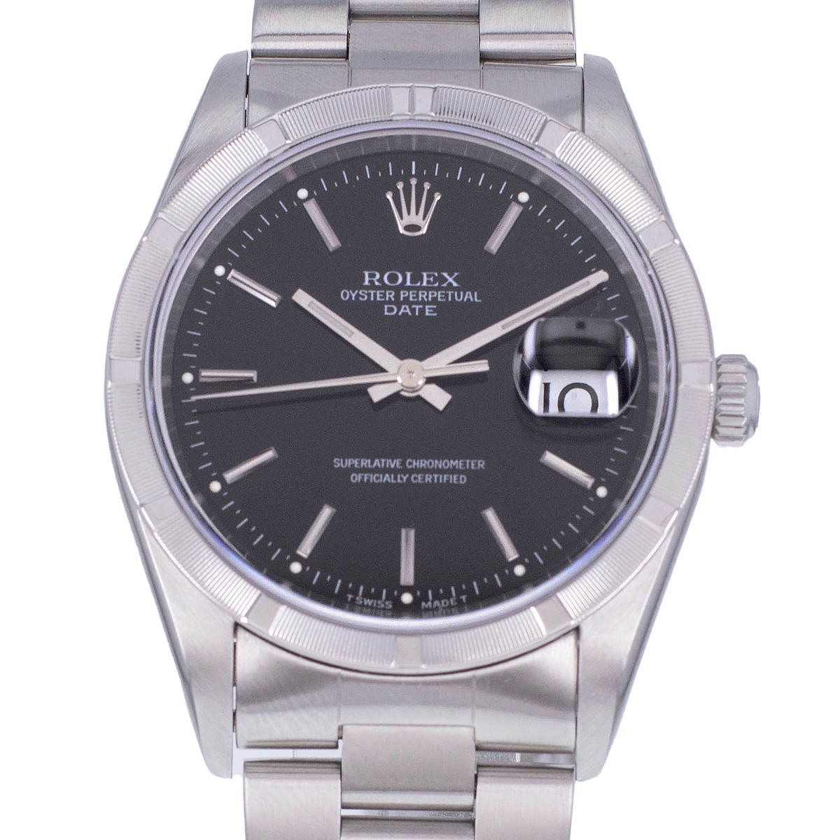 Montre d'occasion ROLEX Oyster Perpetual Date homme mouvement automatique certifié (cosc) bracelet acier - vue D1