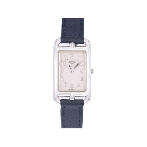 Montre d'occasion HERMES Nantucket Argent femme quartz bracelet cuir d'origine