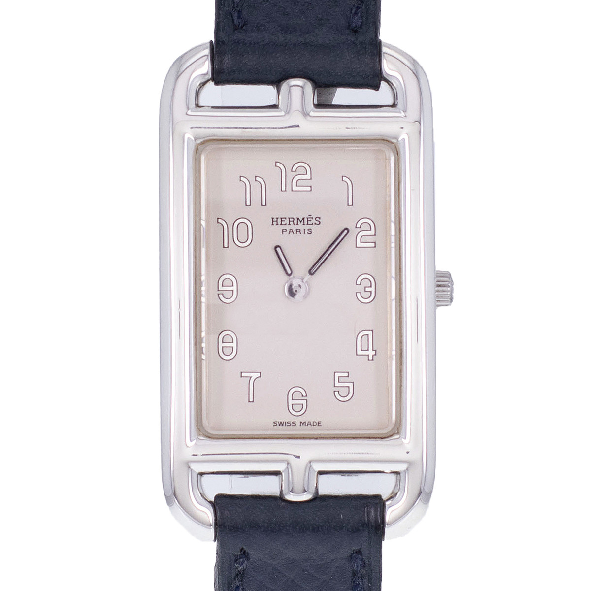Montre d'occasion HERMES Nantucket Argent femme quartz bracelet cuir d'origine - vue D1