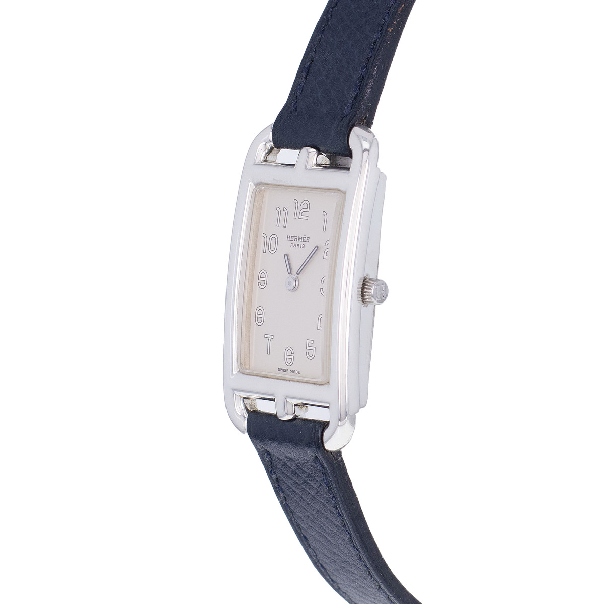 Montre d'occasion HERMES Nantucket Argent femme quartz bracelet cuir d'origine - vue D2