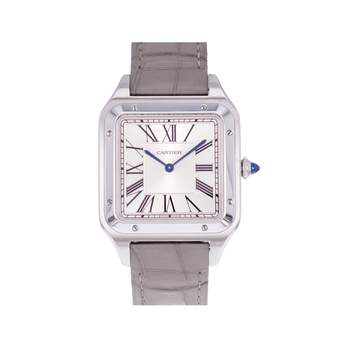 Montre d'occasion CARTIER Santos Dumont XL homme mécanique bracelet cuir d'origine
