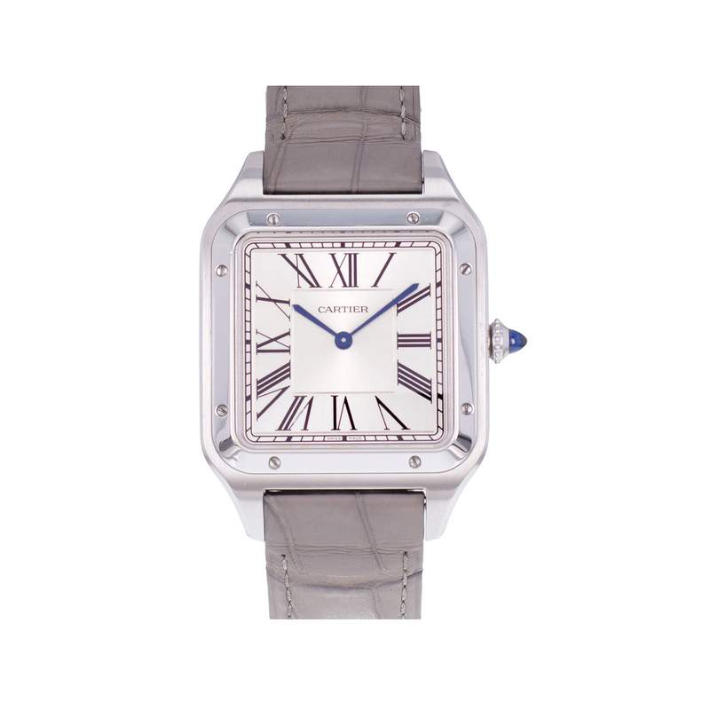 Montre d'occasion CARTIER Santos Dumont XL homme mécanique bracelet cuir d'origine - vue 1