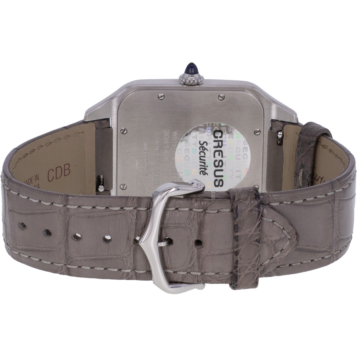 Montre d'occasion CARTIER Santos Dumont XL homme mécanique bracelet cuir d'origine - vue 3