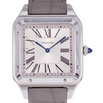 Montre d'occasion CARTIER Santos Dumont XL homme mécanique bracelet cuir d'origine - vue D1